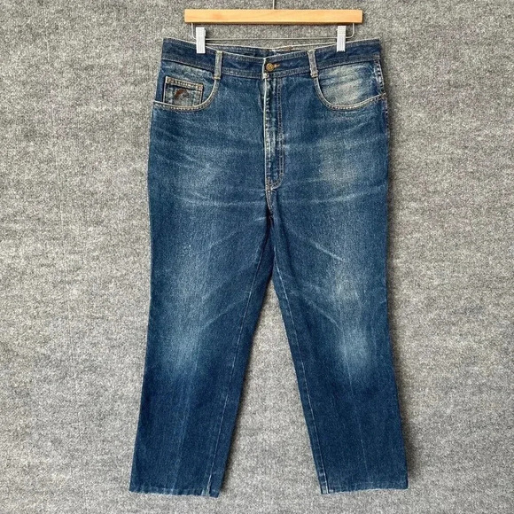 Vintage 80s Jordache Jeans Mens 34 x 27 Horse Head Straight Leg Faded Denim - Picture 2 of 16